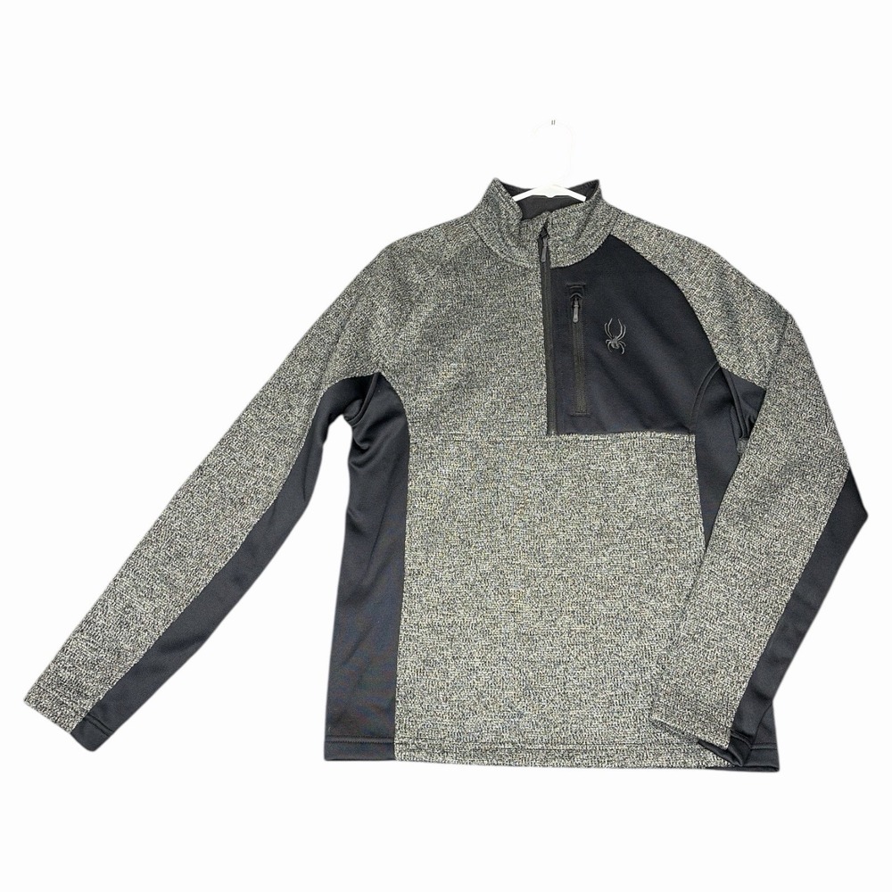 Spyder Jacket Men's S Gait Half Zip Sweater Gray Black Heavy Insulated Thermal